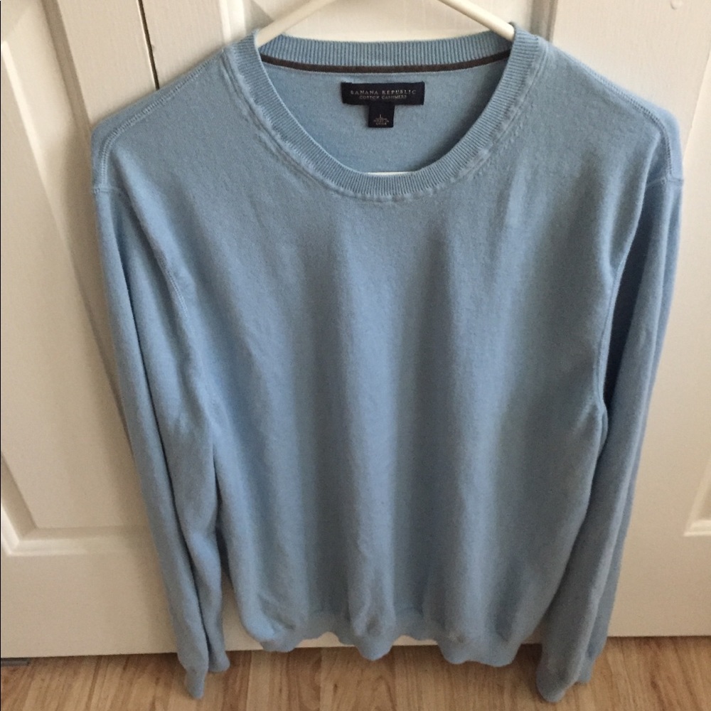 Banana Republic Light Blue Men XL Cashmere Sweater
